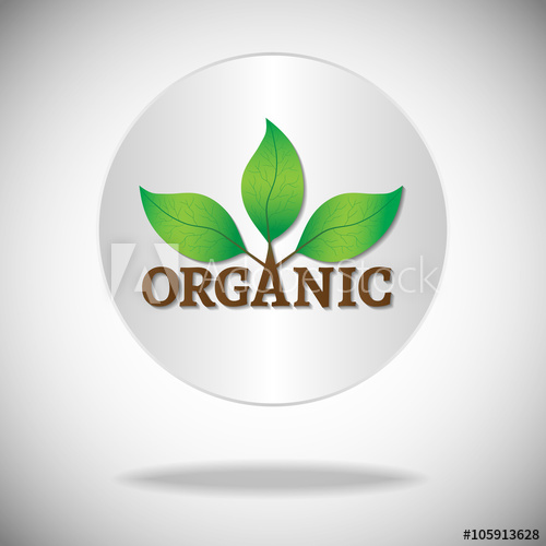 500x500 Organic Icon Or Logo Green Leaves On A Tree With Organic Text