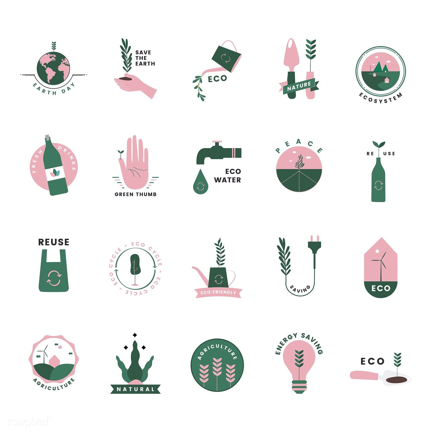 1400x1400 Set Of Organic And Go Green Icons Free Image