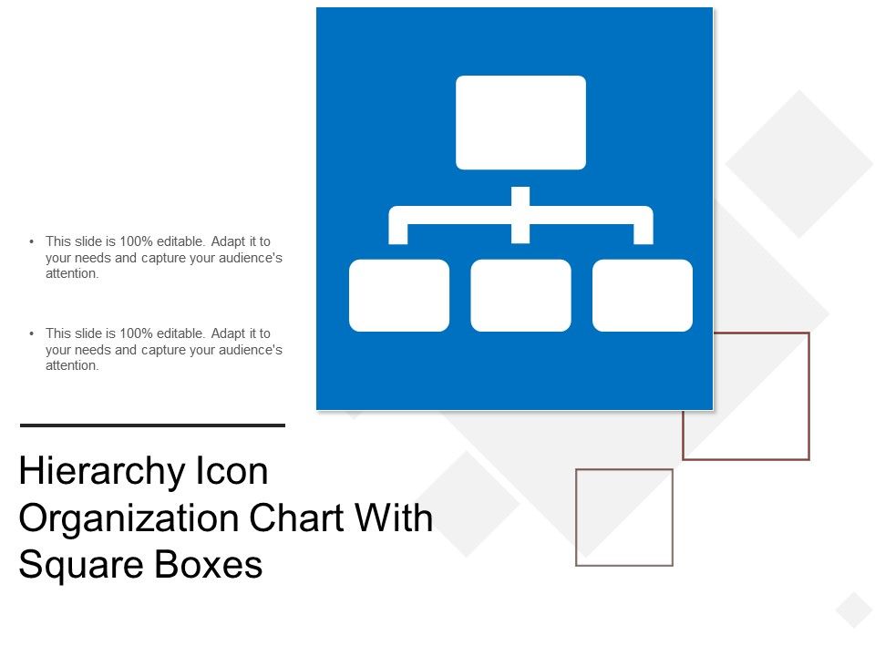 960x720 Hierarchy Icon Organization Chart With Square Boxes Templates