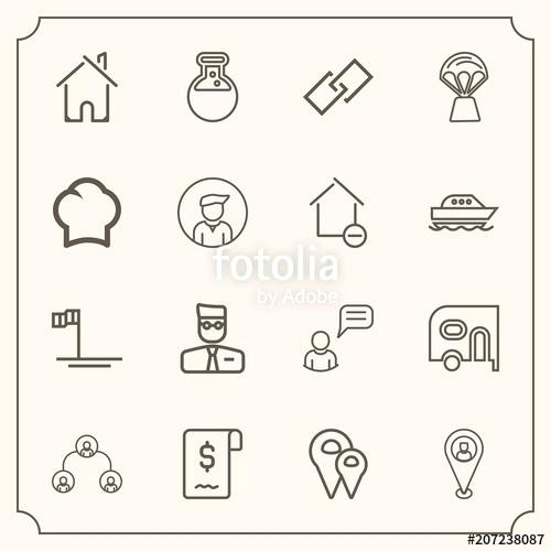 500x500 Modern Simple Vector Icon Set With Beach Home Company Map Person