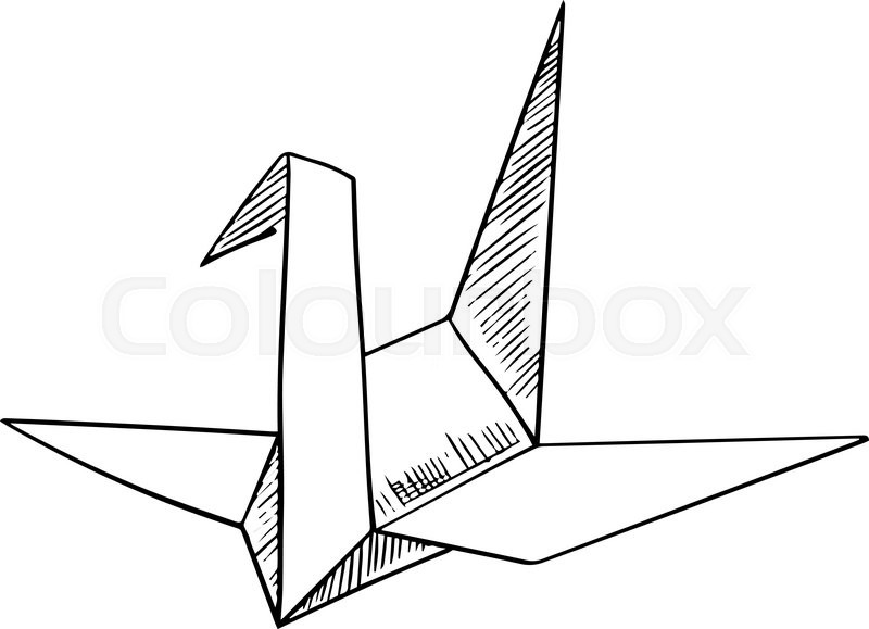 800x579 Origami Paper Model Of A Crane Bird, Stock Vector Colourbox