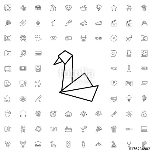 500x500 Origami Icon Set Of Outline Entertainment Icons Stock Image