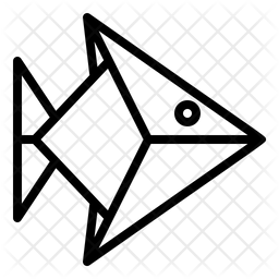 256x256 Fish Origami Icon Of Line Style