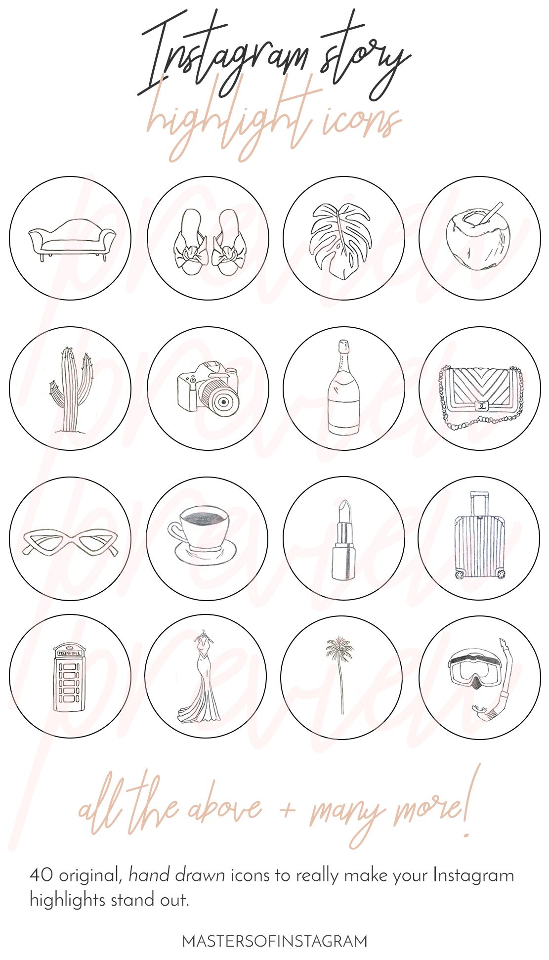 1111x1942 Instagram Story Highlights Icons, Set Of Hand Drawn Instagram