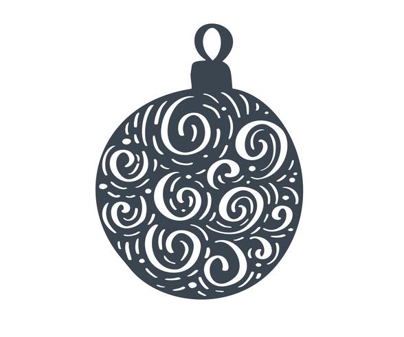 588x490 Handdraw Scandinavian Christmas Ball With Ornament Flourish Vector