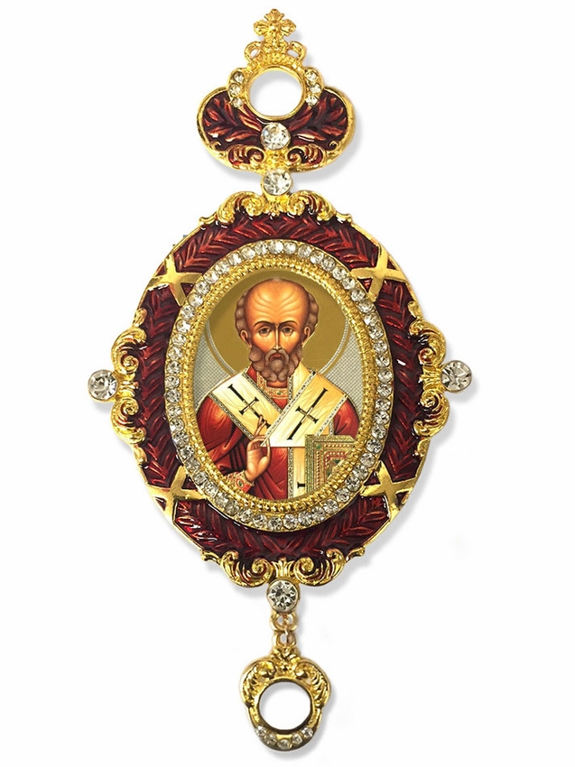 637x850 Saint Nicholas, Enameled Jeweled Icon Ornament