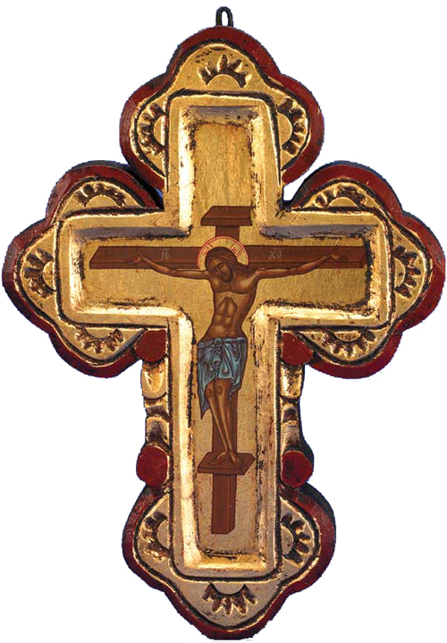 500x719 Byzantine Wall Cross Hand Painted Greek Orthodox Icon Hand