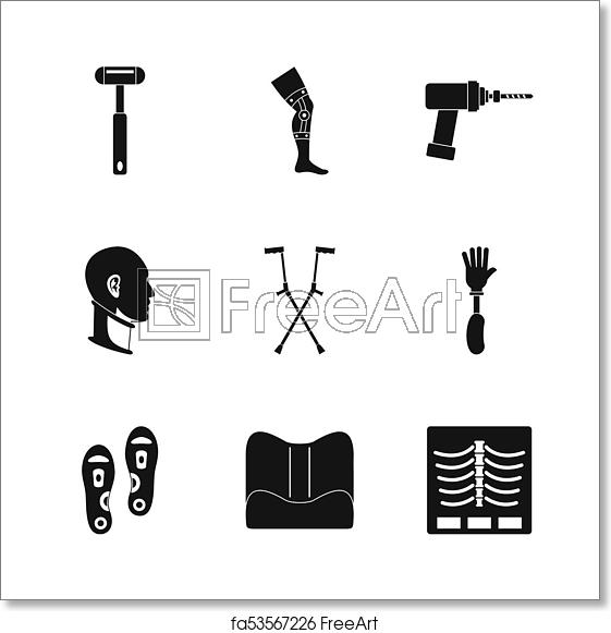 561x581 Free Art Print Of Orthopedic Prosthetic Icon Set, Simple Style