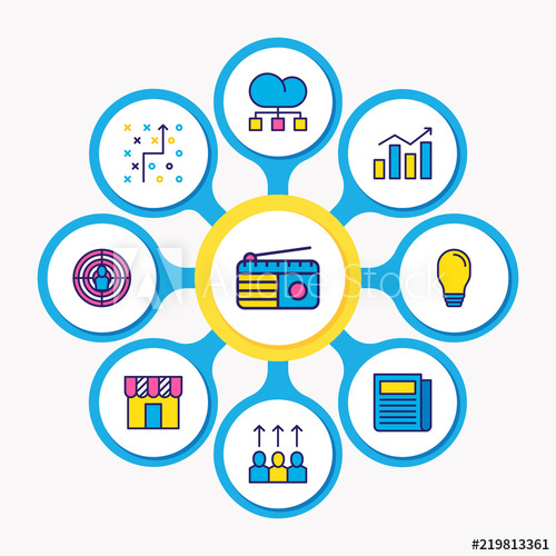 500x500 Vector Illustration Of Marketing Icons Colored Line Editable