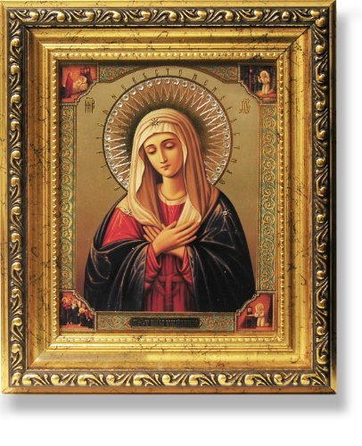 406x500 Russian Wooden Icon Our Lady Of Sorrows Virgin