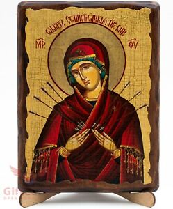 249x300 Wooden Icon Virgin Mary Seven Swords Our Lady Of Sorrows