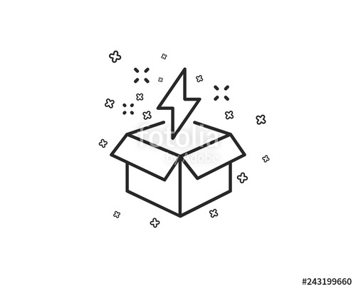 500x405 Out Of The Box Line Icon Creativity Sign Gift Box With Lightning