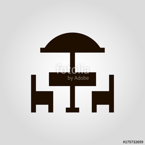 500x500 Outdoor Furniture Vector Icon Two Chairs, Table And Umbrella Icon