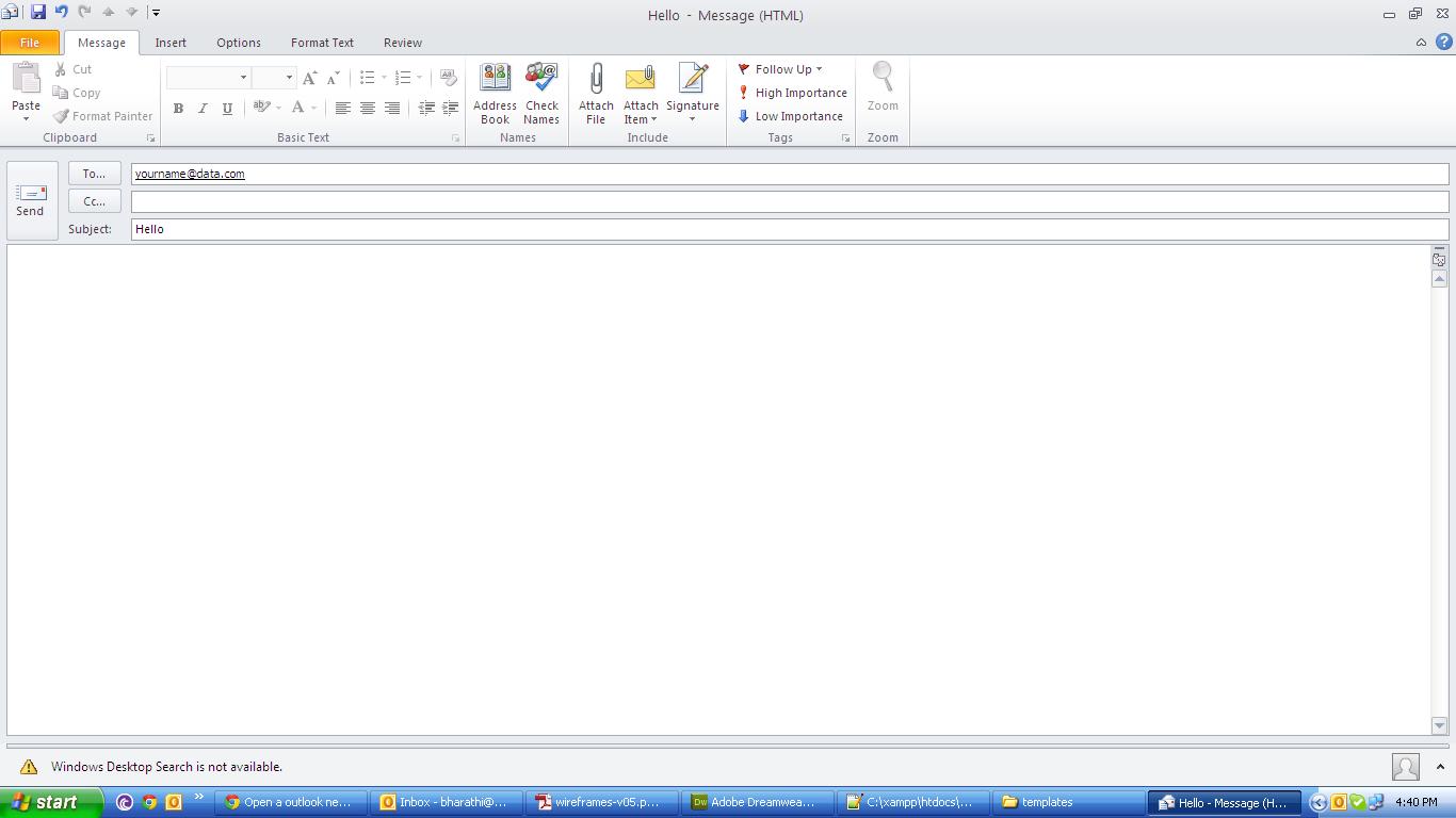 1366x768 Open A Outlook New Mail Using Php And Html