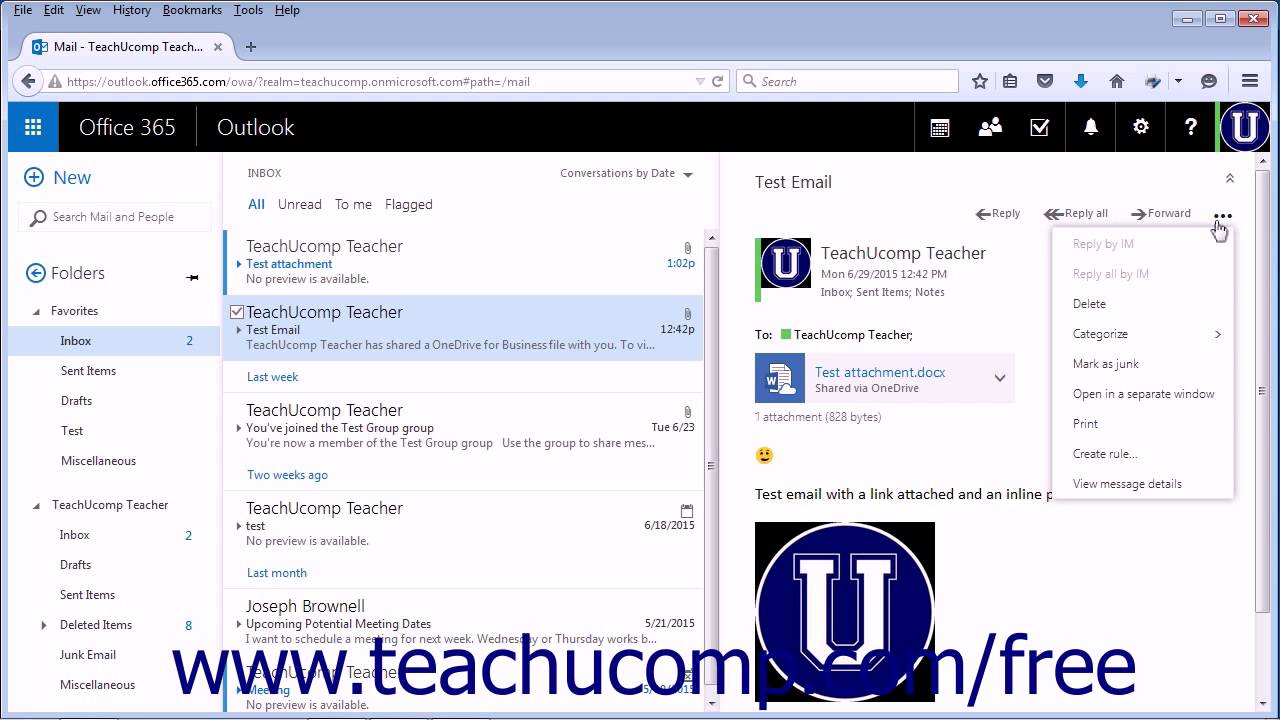 Outlook Web App Tutorial Printing Messages Microsoft Training 1280x720 Outlook Web App Tutorial Printing Messages Microsoft Training