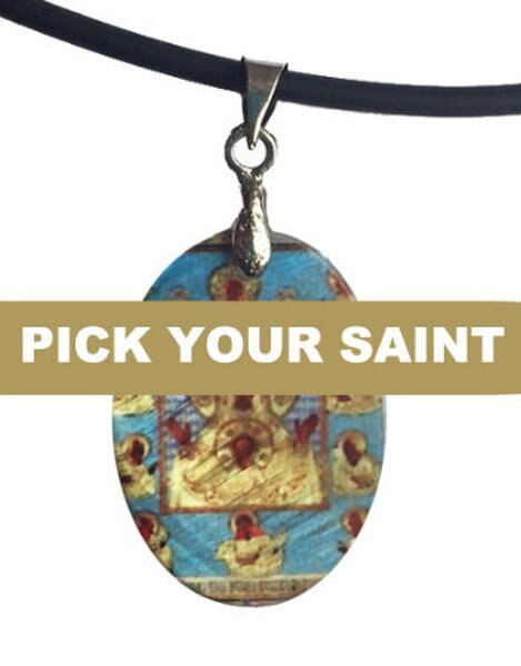 469x600 Pick Your Saint Mother Of Pearl Oval Icon Pendant With Necklace