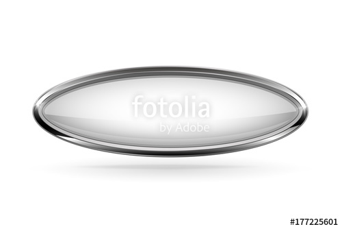 500x334 White Oval Button With Bold Chrome Frame Shiny Icon Stock