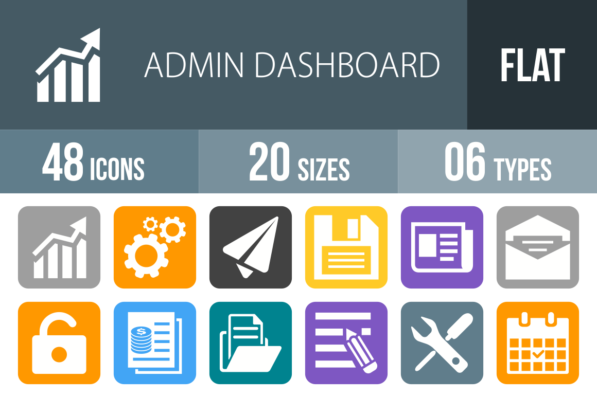 1160x772 Admin Dashboard Flat Round Corner Icons