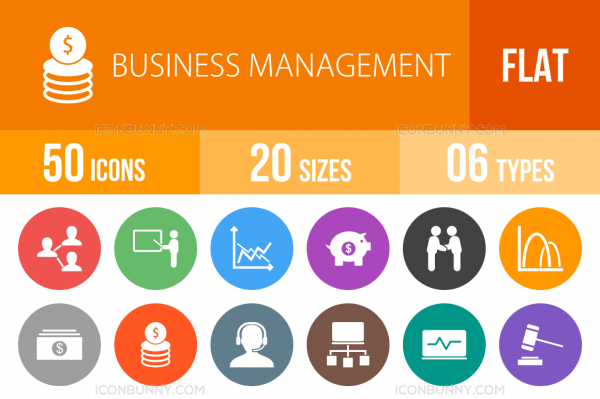 600x399 Business Management Flat Round Icons