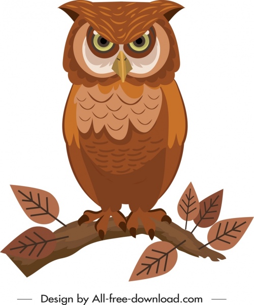 500x600 Owl Icon Perching Gesture Brown Decor Cartoon Sketch Free Vector