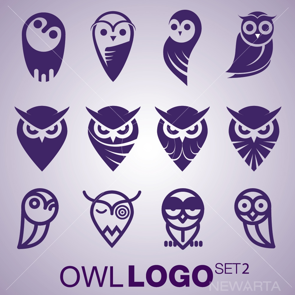 1000x1000 Owl Logo Set