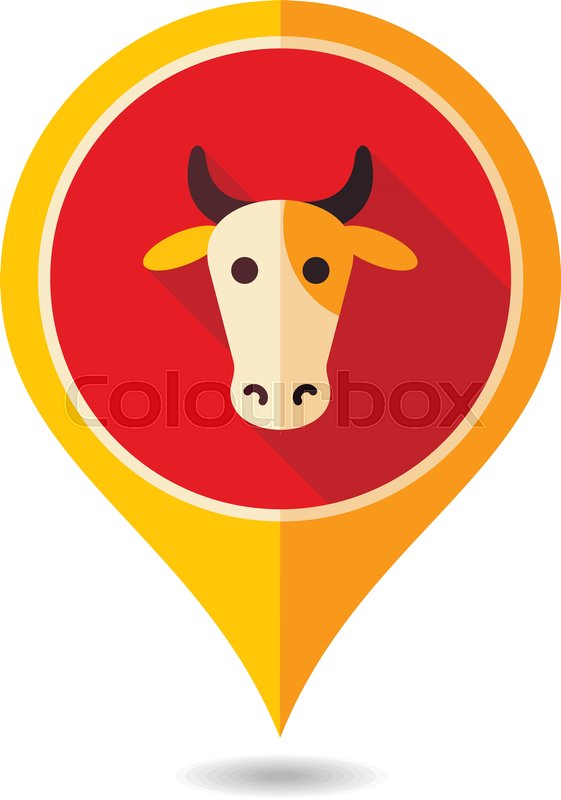 561x800 Cow Pin Map Icon Farm Animal Map Stock Vector Colourbox