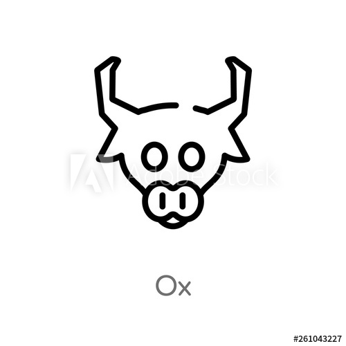 500x500 Outline Ox Vector Icon Isolated Black Simple Line Element