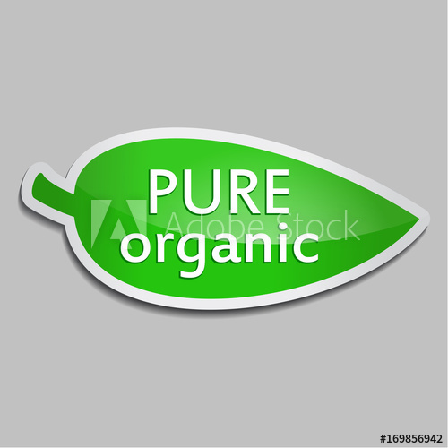 500x500 Green Sticker Pure Organic Vector Natural Product Icon