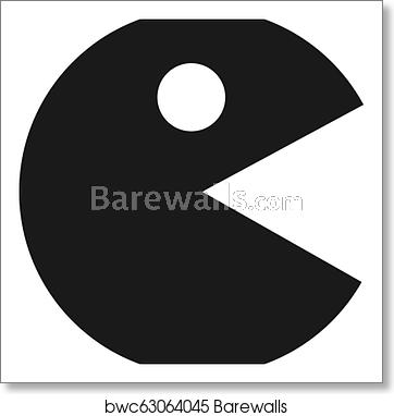 362x382 Pacman Icon Black Button Old Symbol Vector Character, Art Print
