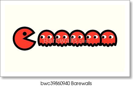 436x282 Pacman Icon Game With Ghosts, Art Print Barewalls Posters