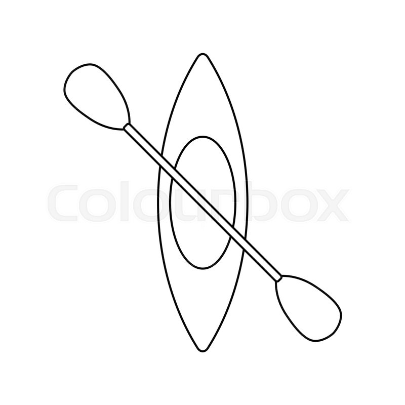 800x800 Icon Of Kayak And Paddle Thin Line Stock Vector Colourbox
