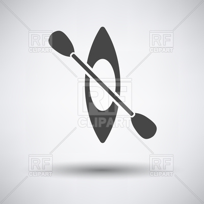 400x400 Kayak And Paddle Icon On Gray Background With Round Shadow Vector