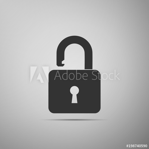 500x500 Open Padlock Icon Isolated On Grey Background Lock Symbol Flat