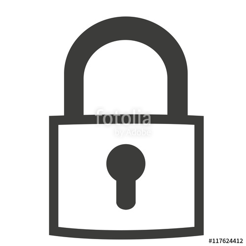 500x500 Lock, Padlock Icon, Vector, Closed Padlock Design, Grey, Art Line