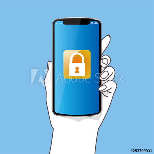 500x500 Illustration Of Smartphone Held On The Left Hand, Screen