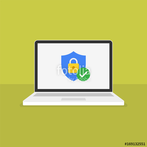 500x500 Web Security Modern Flat Vector Illustration Shield With Padlock