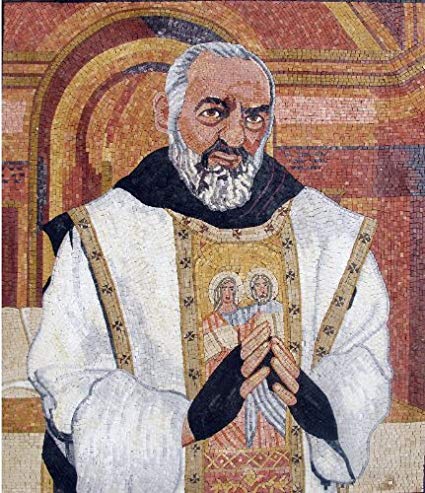 425x493 Padre Pio Icon Marble Mosaic Tile