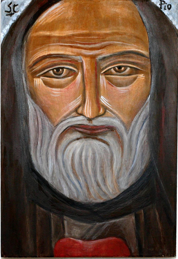 570x829 Saint Padre Pio, St Pio, Padre Pio, Byzantine Icon, Egg Tempera