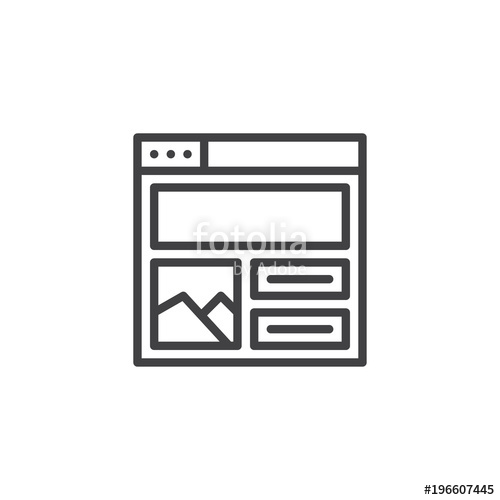 500x500 Web Browser With Content Design Outline Icon Linear Style Sign