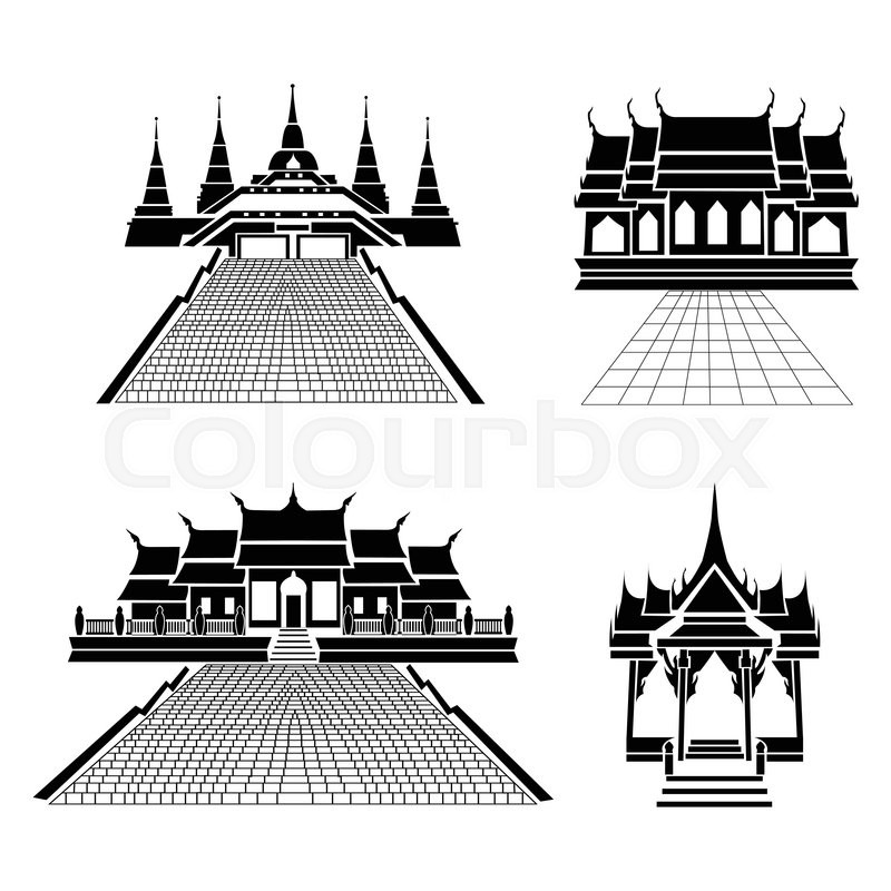 800x800 Pagoda And Temple Silhouette Black Stock Vector Colourbox