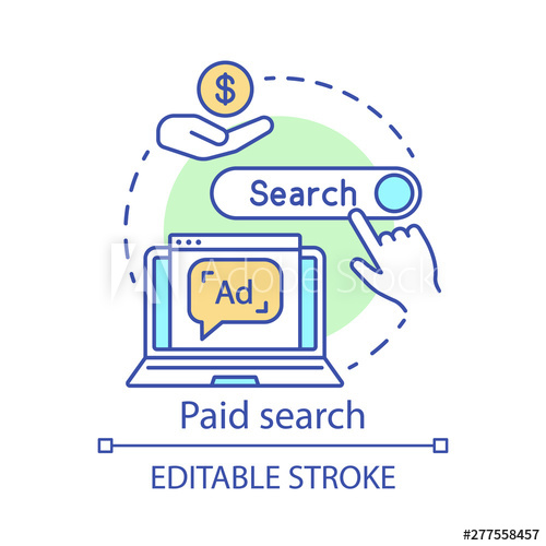 500x500 Paid Search Concept Icon Ppc Channel Idea Thin Line Illustration