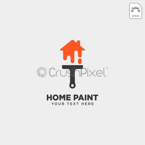 500x500 Home Paint Brush Colorful Logo Template Vector Icon Element, Stock