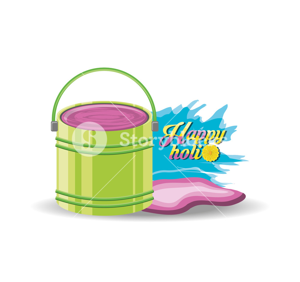 1000x939 Happy Holi Festival Design With Paint Can Icon Over White