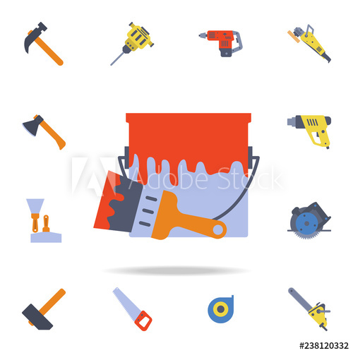 500x500 Color Brush And Paint Can Icon Detailed Set Of Color Construction