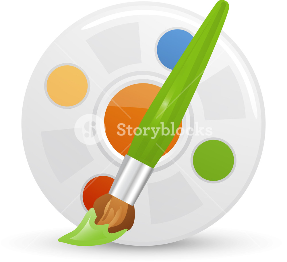 1000x914 Paint Brush And Palete Lite Art Icon Royalty Free Stock Image