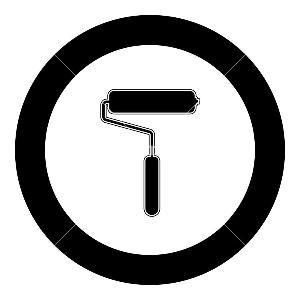 1000x1000 Paint Roller Icon Black Color In Circle Vector Illustration