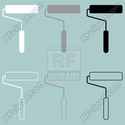 400x400 Paint Roller White Grey Black Icon Vector Image Of Objects