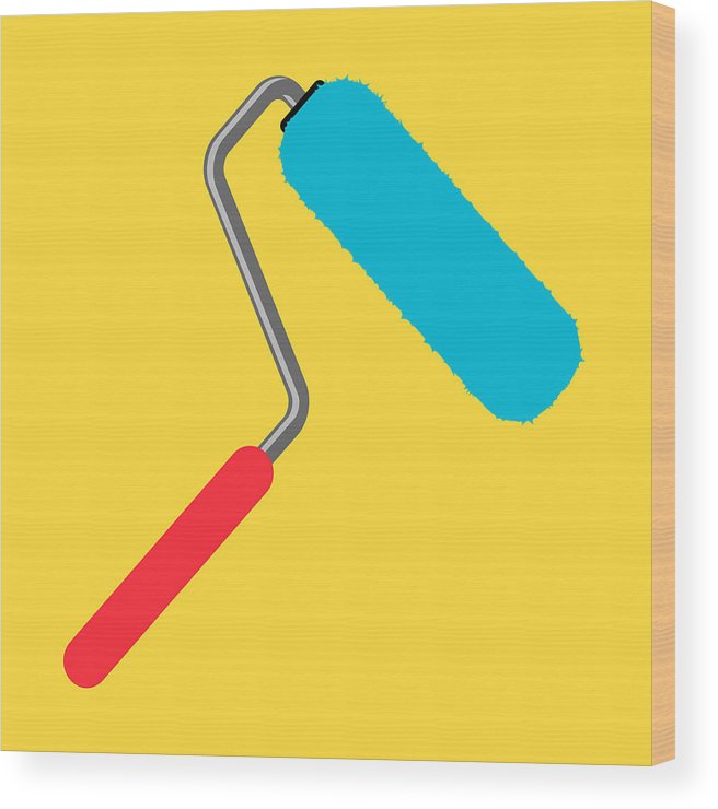 656x740 Color Paint Roller Icon Wood Print