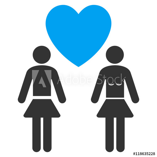 500x500 Lesbi Love Pair Icon Vector Style Is Bicolor Flat Iconic Symbol