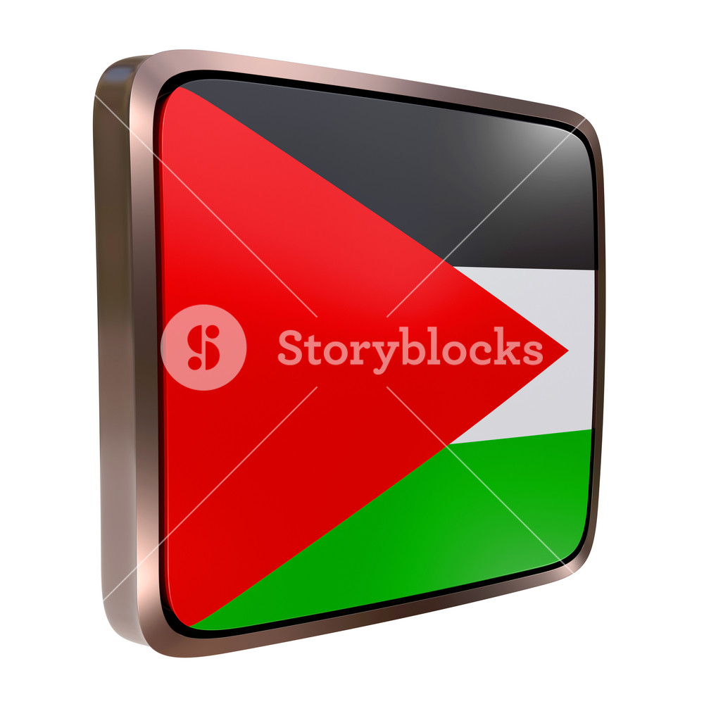 1000x1000 Rendering Of A Palestine Flag Icon With A Metallic Frame